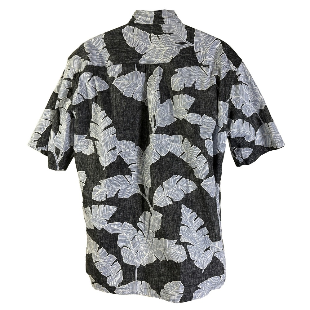 Cooke Street Button Down Mens Large Grey Tropical Banana Leaf Aloha - Picture 2 of 4